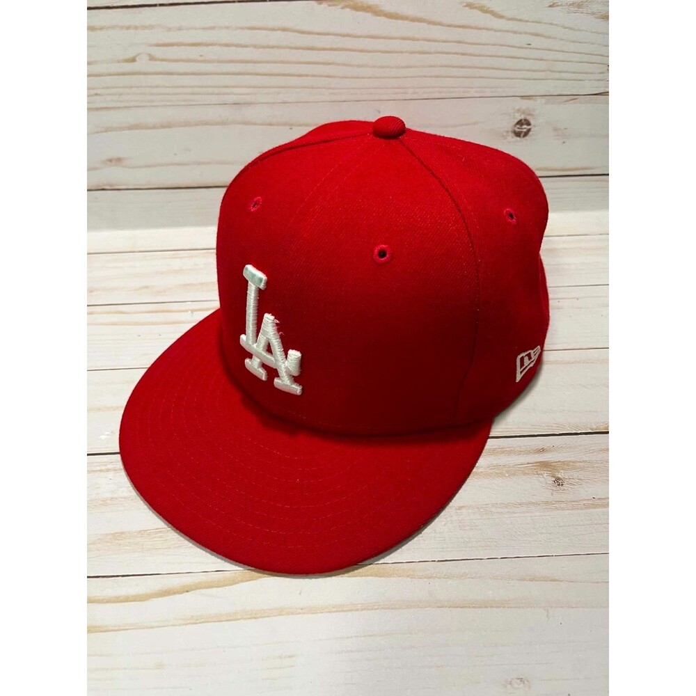 New Era 59FIFTY LA Dodgers Fitted Hat Red Gray Size 7 1/2 MLB